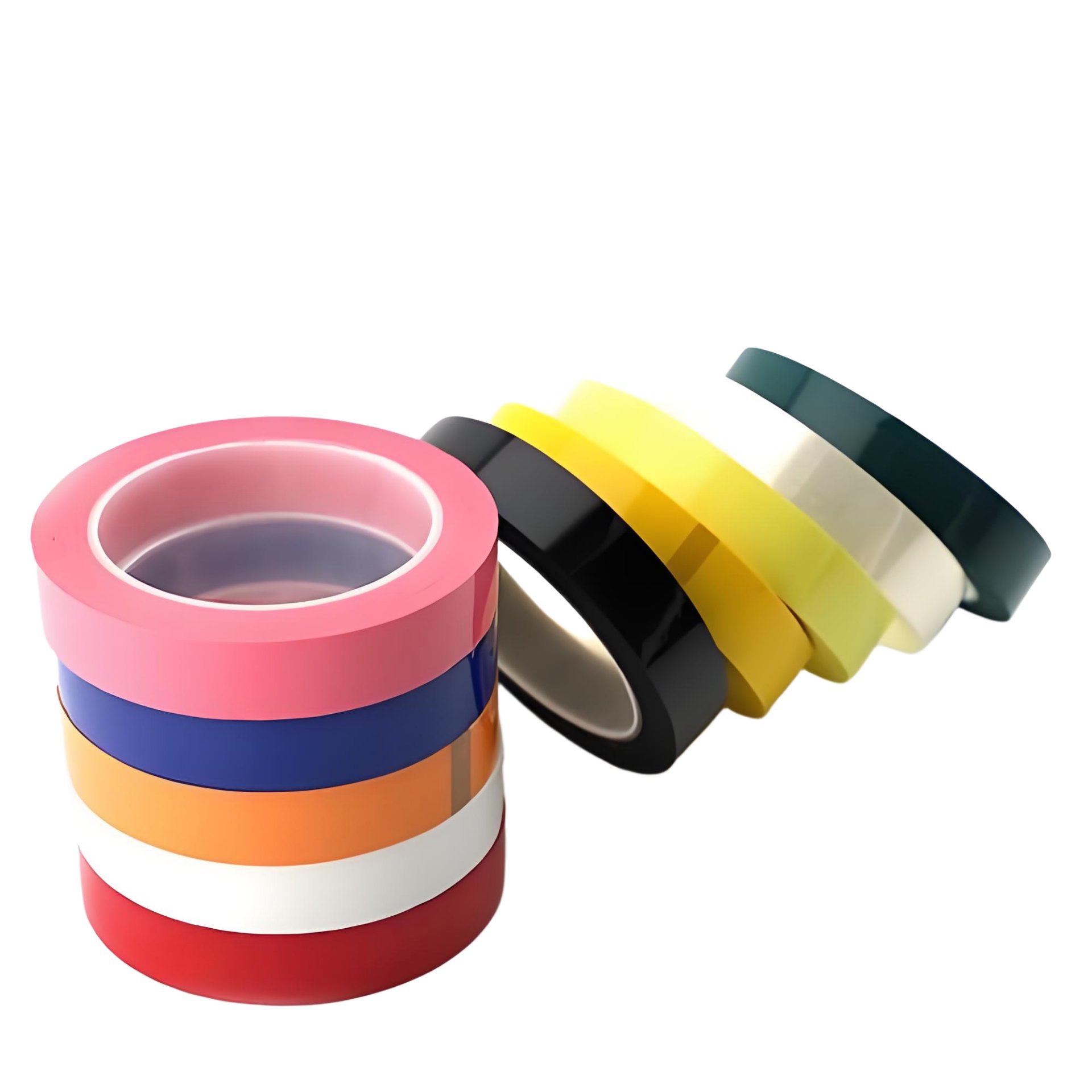 Polyester (PET) film tape rolls in assorted colors — the insulating tape family supplied by Songyang New Material, Dongguan, China